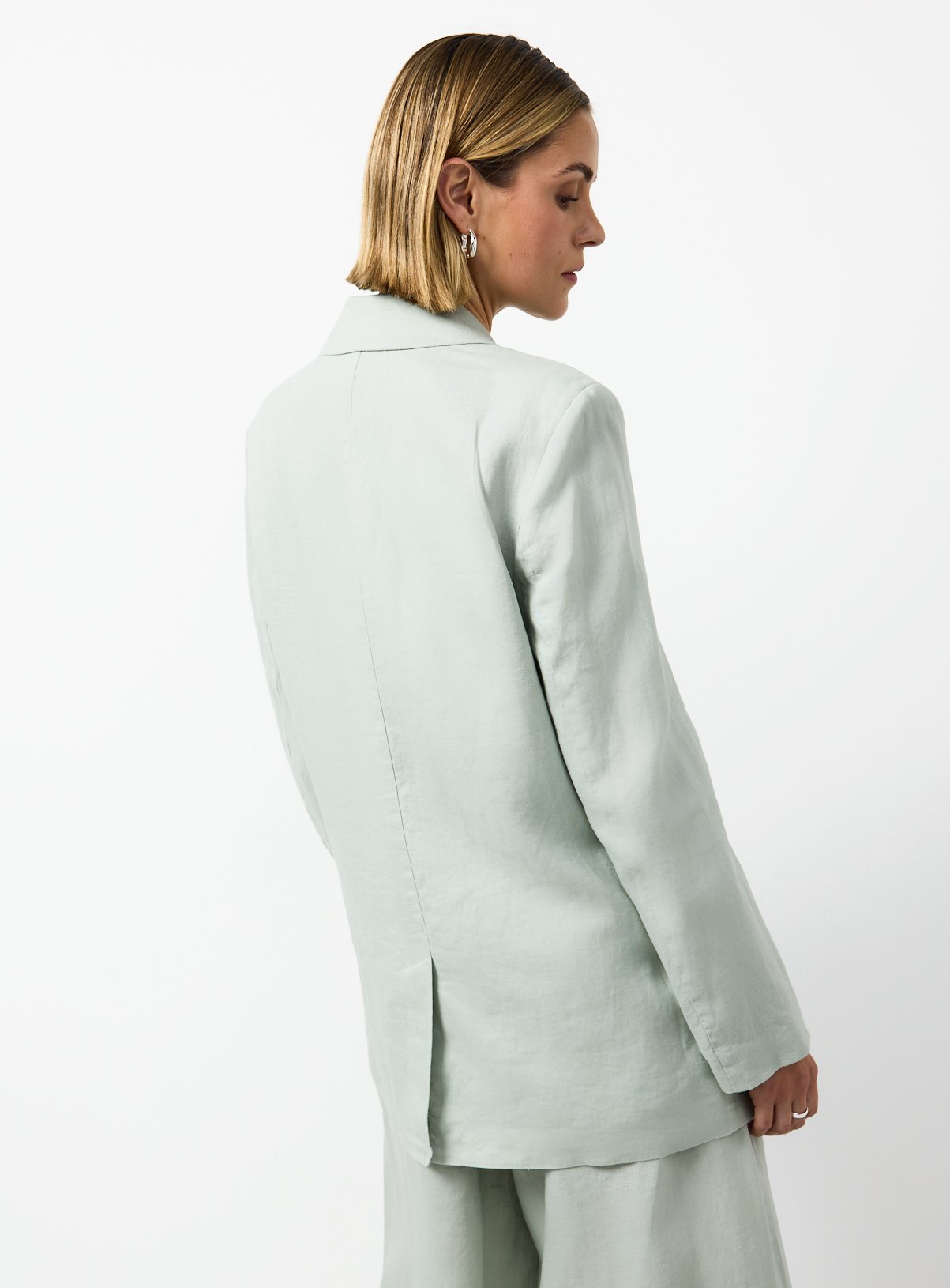 Pale Green Linen Longline Blazer 16 - Image 3 thumbnail